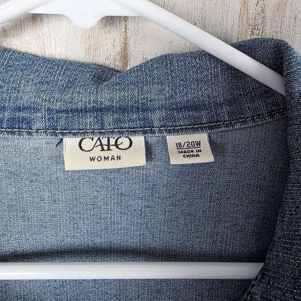 Cato Denim Jean Jacket Blue Size 18/20w - Picture 3 of 10